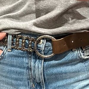 Women’s Italian Made Leather & Metal Belt